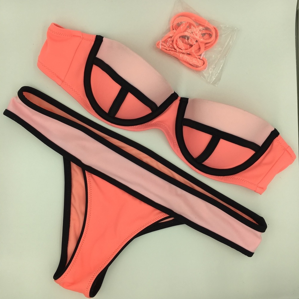 Victoria’s Secret Colorblock Strapless Bikini - S